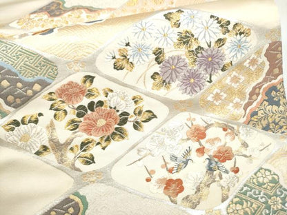 平和屋着物●六通柄袋帯　唐織　琳派　金銀糸　正絹　逸品　CABJ4948hy