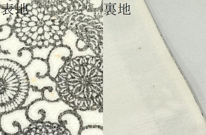 平和屋着物●全通柄袋帯　型染め　菊唐草文　正絹　逸品　CABJ4949hy