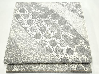平和屋着物●全通柄袋帯　型染め　菊唐草文　正絹　逸品　CABJ4949hy