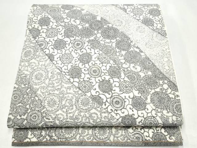 平和屋着物●全通柄袋帯　型染め　菊唐草文　正絹　逸品　CABJ4949hy