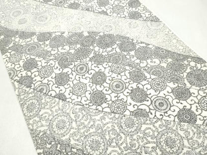 平和屋着物●全通柄袋帯　型染め　菊唐草文　正絹　逸品　CABJ4949hy
