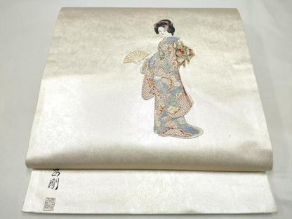 平和屋着物●松岡正剛　太鼓柄袋帯　春麗人　金糸　正絹　逸品　CABJ4951hy