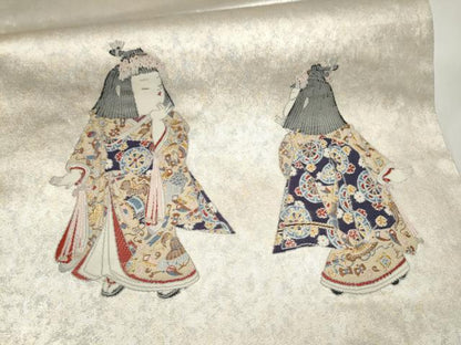 平和屋着物●加賀友禅の巨匠　初代　由水十久　西陣　長嶋成織物　ながしま帯　太鼓柄袋帯　前後　瀞銀錦　証紙付　正絹　逸品　CABJ4953hy