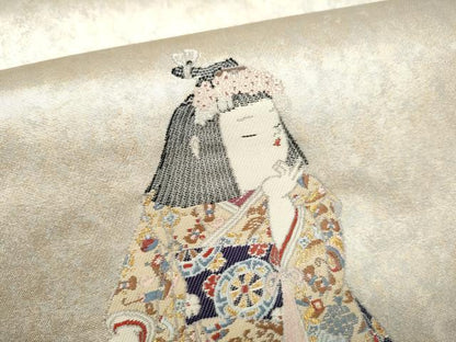 平和屋着物●加賀友禅の巨匠　初代　由水十久　西陣　長嶋成織物　ながしま帯　太鼓柄袋帯　前後　瀞銀錦　証紙付　正絹　逸品　CABJ4953hy