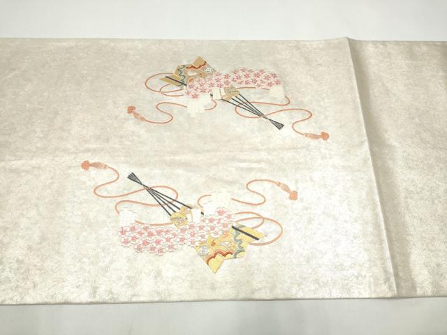 平和屋着物●加賀友禅の巨匠　初代　由水十久　西陣　長嶋成織物　ながしま帯　太鼓柄袋帯　前後　瀞銀錦　証紙付　正絹　逸品　CABJ4953hy