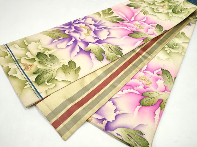 平和屋着物●アンティーク　大正ロマン　全通柄　京袋帯　牡丹　正絹　逸品　CABJ4954hy