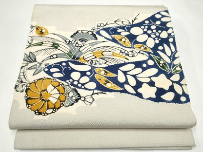 平和屋着物●九寸開き名古屋帯　辻が花　鬼しぼ縮緬　正絹　逸品　CABJ4970hy
