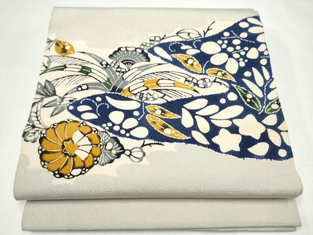 平和屋着物●九寸開き名古屋帯　辻が花　鬼しぼ縮緬　正絹　逸品　CABJ4970hy