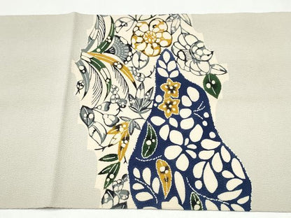 平和屋着物●九寸開き名古屋帯　辻が花　鬼しぼ縮緬　正絹　逸品　CABJ4970hy