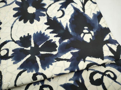 平和屋着物●全通柄　九寸開き名古屋帯　花唐草文　銀彩　正絹　逸品　CABJ4971hy
