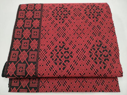 平和屋着物●こぎん刺し　八寸名古屋帯　菱吉祥文　黒地　三越扱い　CABJ4972hy