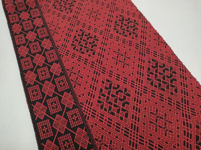 平和屋着物●こぎん刺し　八寸名古屋帯　菱吉祥文　黒地　三越扱い　CABJ4972hy