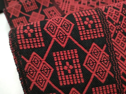 平和屋着物●こぎん刺し　八寸名古屋帯　菱吉祥文　黒地　三越扱い　CABJ4972hy