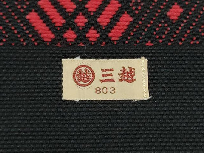平和屋着物●こぎん刺し　八寸名古屋帯　菱吉祥文　黒地　三越扱い　CABJ4972hy