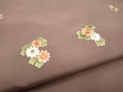 平和屋着物●九寸名古屋帯　総刺繍　草花文　金糸　CABJ4973hy