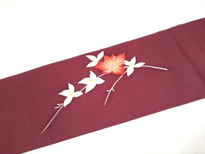 平和屋着物●九寸名古屋帯　枝花文　正絹　逸品　CABJ4976hy