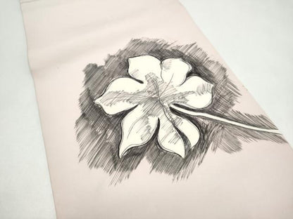 平和屋着物●塩瀬　九寸名古屋帯　手描き　枝葉文　正絹　逸品　CABJ4977hy