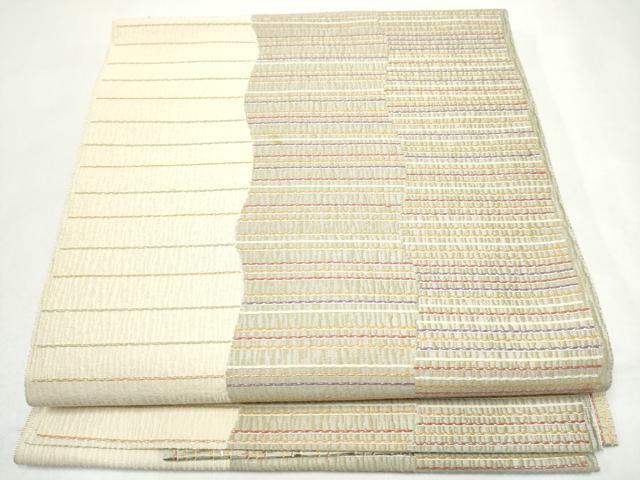 平和屋着物●本場筑前博多織　八寸名古屋帯　横段文　正絹　逸品　CABJ4979hy