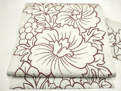 平和屋着物●西陣　川島織物　九寸名古屋帯　牡丹　正絹　逸品　CABJ4983hy