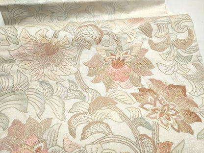 平和屋着物●十七代京屋林蔵　中国三大刺繍　相良刺繍　総刺繍　太鼓柄袋帯　更紗花文　引箔　共箱付き　正絹　逸品　CABJ4991hy