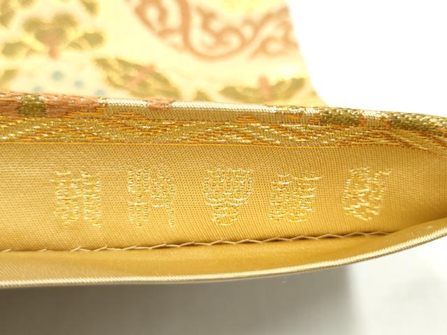 平和屋着物●龍村晋謹製　　六通柄袋帯　天平向鳥蝶文錦　博匠名錦　金糸　共箱・たとう紙付き　正絹　逸品　CABJ4996hy