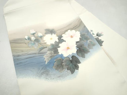 平和屋着物●伝統工芸士　範人　塩瀬　九寸名古屋帯　墨流し染め　そよ風　三越扱い　共箱付き　正絹　逸品　CABJ4997hy
