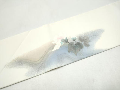 平和屋着物●伝統工芸士　範人　塩瀬　九寸名古屋帯　墨流し染め　そよ風　三越扱い　共箱付き　正絹　逸品　CABJ4997hy