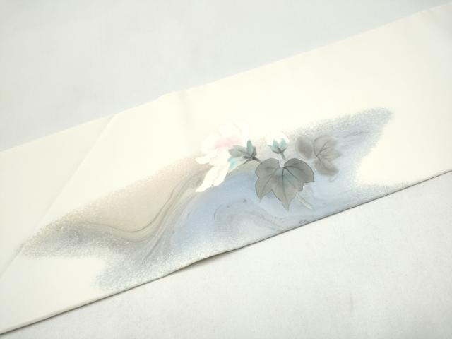 平和屋着物●伝統工芸士　範人　塩瀬　九寸名古屋帯　墨流し染め　そよ風　三越扱い　共箱付き　正絹　逸品　CABJ4997hy