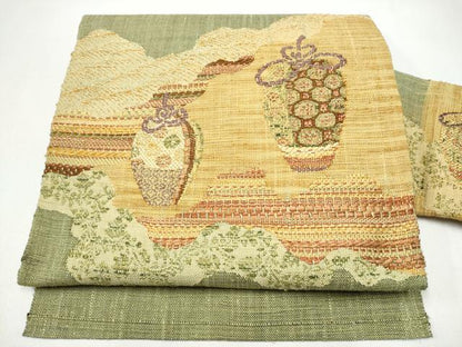 平和屋着物●八寸名古屋帯　仕覆文　正絹　逸品　CABJ5021hy