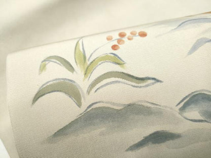 平和屋着物●塩瀬　九寸名古屋帯　作家物　人物風景文　正絹　逸品　CABJ5026hy