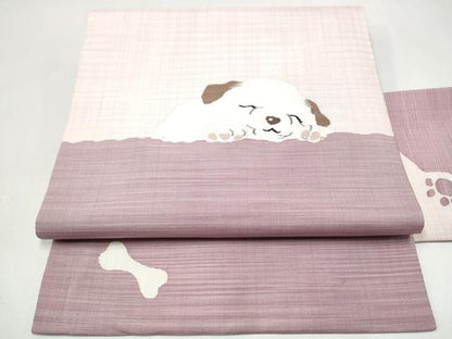 平和屋着物●九寸名古屋帯　犬　正絹　逸品　CABJ5036hy