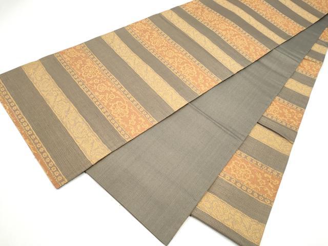 平和屋着物●全通柄袋帯　横段花唐草文　金糸　正絹　逸品　CABJ5039hy