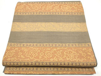 平和屋着物●全通柄袋帯　横段花唐草文　金糸　正絹　逸品　CABJ5039hy