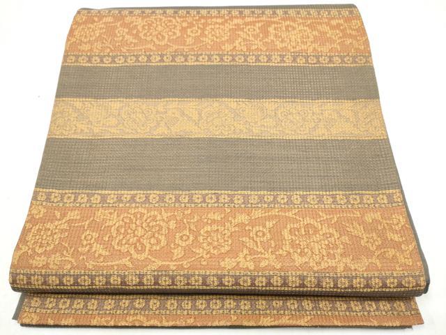 平和屋着物●全通柄袋帯　横段花唐草文　金糸　正絹　逸品　CABJ5039hy