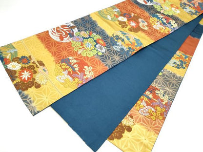 平和屋着物●六通柄袋帯　唐織　草花丸文　金糸　正絹　逸品　CABJ5043hy