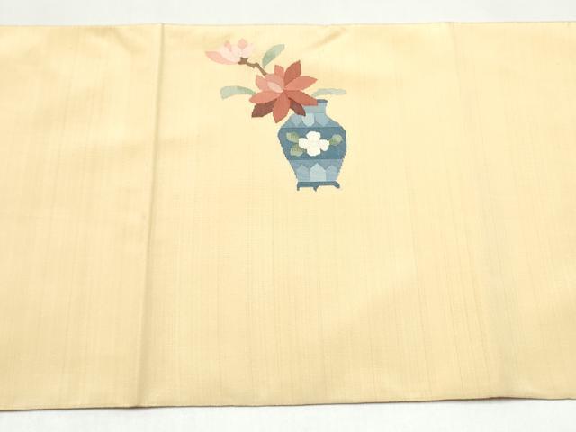 平和屋着物●太鼓柄袋帯　すくい織　陶器花文　正絹　逸品　CABJ5046hy