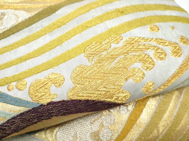 平和屋着物●六通柄袋帯　唐織　流水文　金銀糸　正絹　逸品　CABJ5049hy