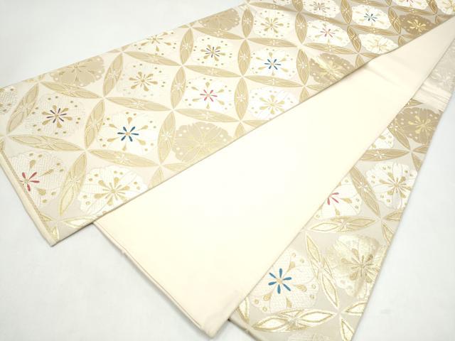 平和屋着物●六通柄袋帯　唐織　七宝花文　金糸　正絹　逸品　CABJ5058hy