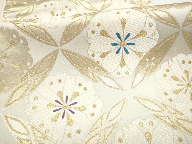 平和屋着物●六通柄袋帯　唐織　七宝花文　金糸　正絹　逸品　CABJ5058hy