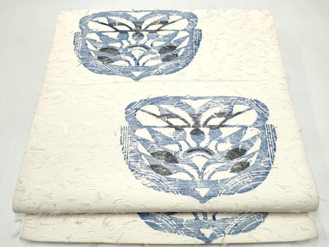 平和屋着物●染色作家　小溝一夫　六通柄袋帯　髭紬　陶器文　正絹　逸品　CABJ5061hy