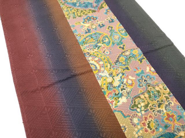 平和屋着物●前田仁仙　仁仙更紗　全通柄袋帯　輪奈織　幾何学花文　正絹　逸品　未使用　CABJ5064hy