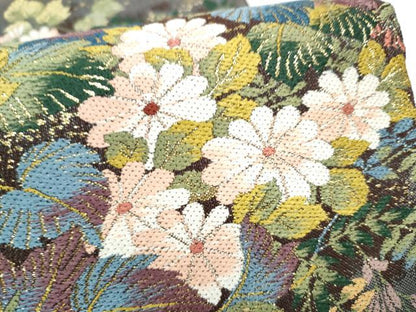 平和屋着物●西陣の老舗アート裕(津村織物)二代目・津村千太郎 　六通柄袋帯　唐織　草花文　金糸　証紙付き　正絹　逸品　CABJ5065hy