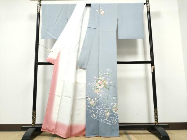 平和屋着物●訪問着　雪輪草花文　暈し染め　金彩　正絹　逸品　CABJ5066hy