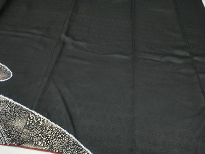平和屋着物●訪問着　絞り　刺繍　草毬文　黒地　金彩　さが美扱い　正絹　逸品　CABJ5069hy