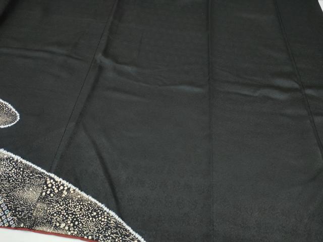 平和屋着物●訪問着　絞り　刺繍　草毬文　黒地　金彩　さが美扱い　正絹　逸品　CABJ5069hy