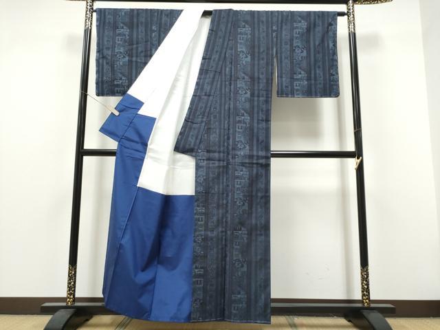 平和屋着物●上質な紬　風景文　正絹　逸品　CABJ5072hy