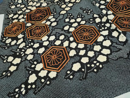 平和屋着物●豪華振袖　総絞り　駒刺繍　枝梅文　黒地　正絹　逸品　CABJ5075hy