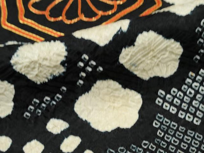 平和屋着物●豪華振袖　総絞り　駒刺繍　枝梅文　黒地　正絹　逸品　CABJ5075hy