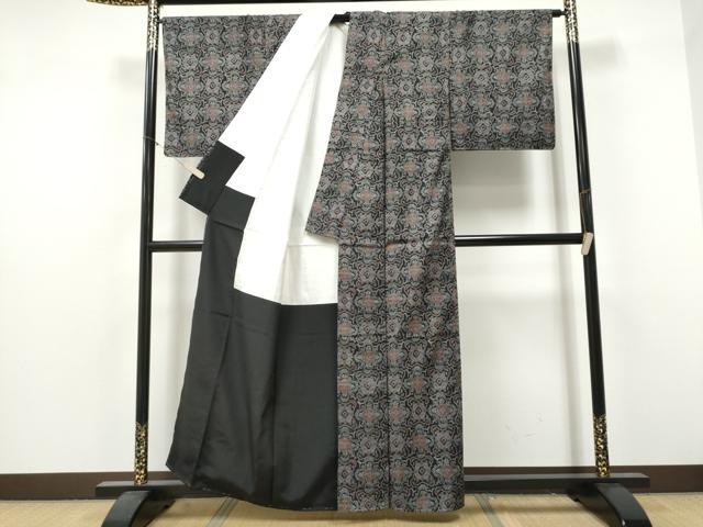 平和屋着物●本場染大島紬　幾何学花文　正絹　逸品　未使用　CABJ5076hy