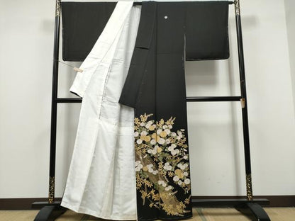 平和屋着物●豪華黒留袖　駒刺繍　萬寿染　渡橋菊文　金彩　正絹　逸品　未使用　CABJ5078hy